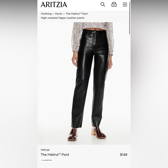 Aritzia Melina Pant - Size 6 - Black - Vegan Leather - LIKE NEW - Picture 4 of 4